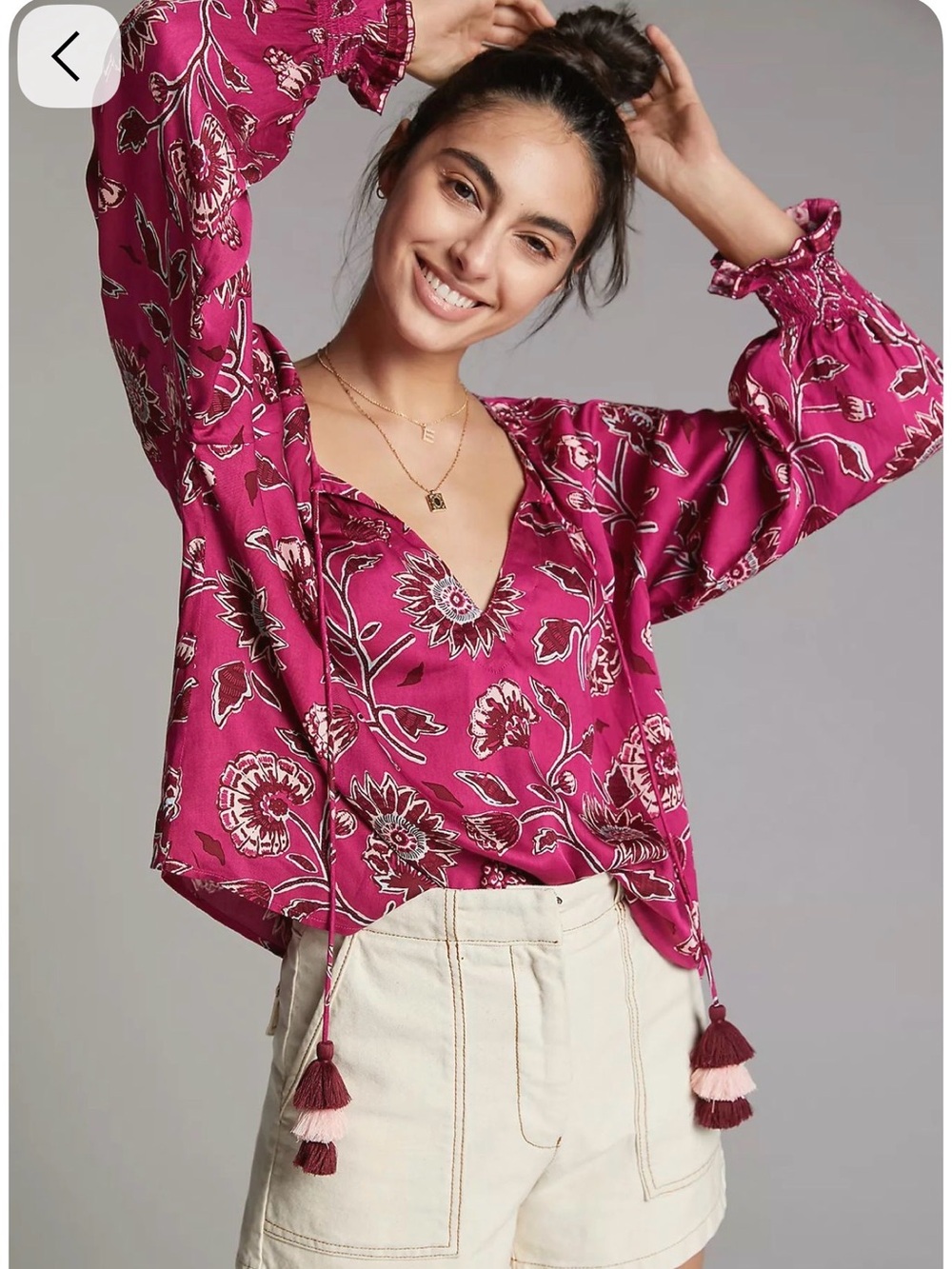Anthropologie Women's Pink Floral Blouse